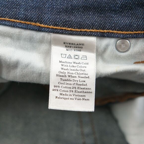 Everlane Mid Rise Skinny Ankle Dark Wash Indigio Blue Jeans Womens Sz 26 Ankle - Picture 6 of 7